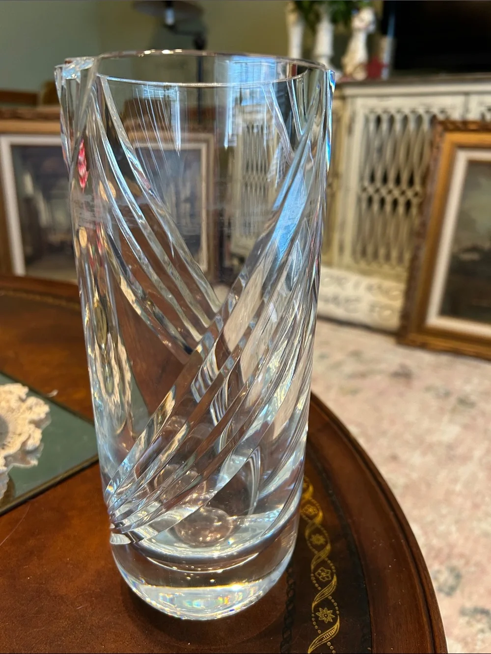 HOYA Japan Heavy 6.4lb Lead Crystal Vase 9.75